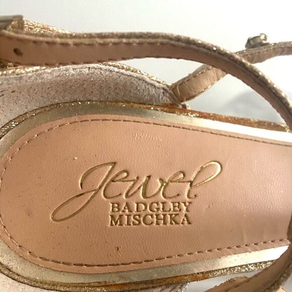 Badgley Mischka Jewel Adela embellished strappy gold evening sandals si… - Picture 7 of 12